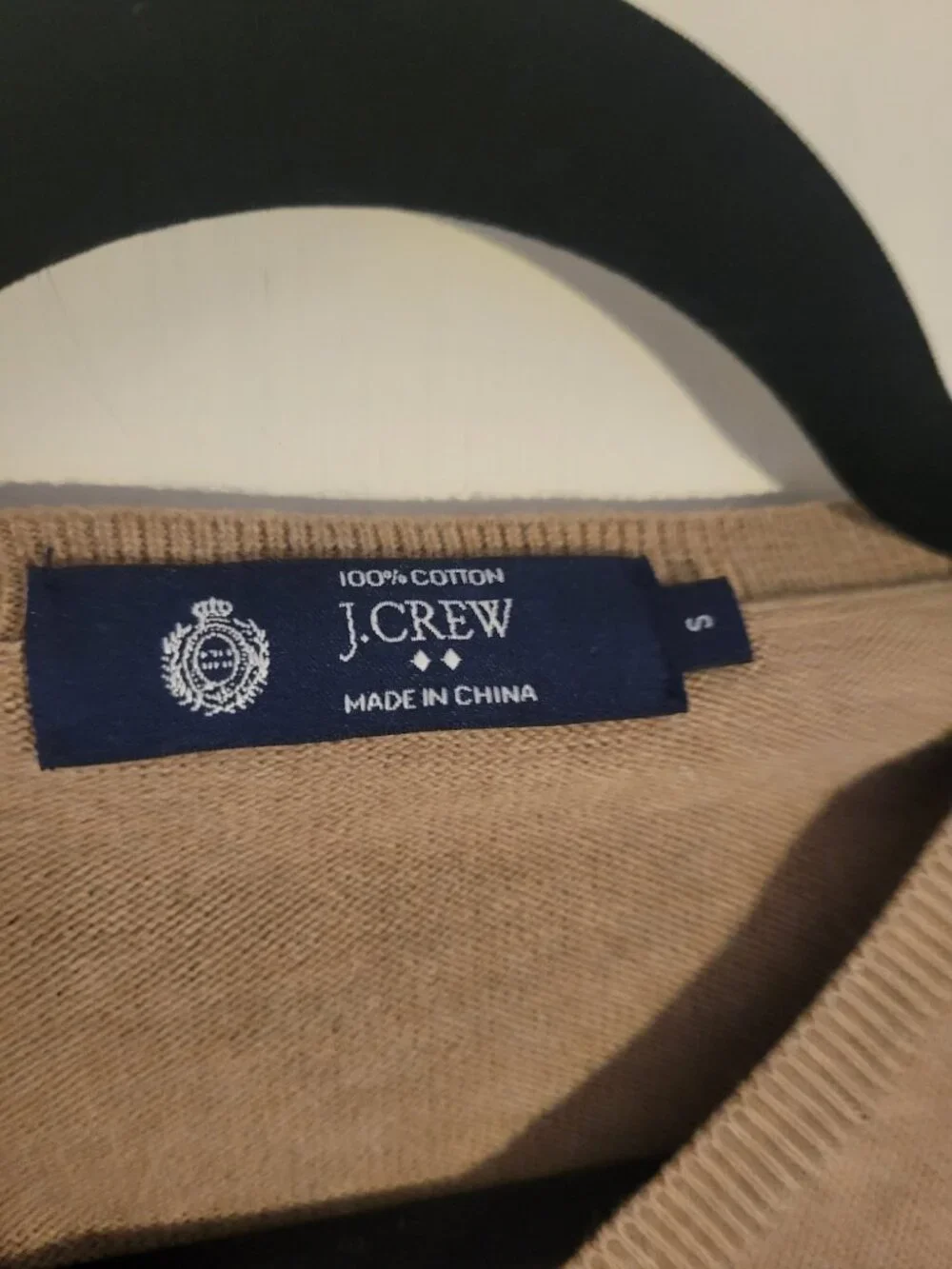 J.Crew Men's Tan Camel 100% Cotton Knit V-Neck Pullover Sweater Old Money sz S
